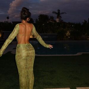 Sparkle Green Backless Dress